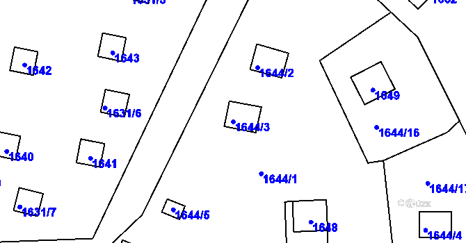 Parcela st. 1644/3 v KÚ Sázava, Katastrální mapa