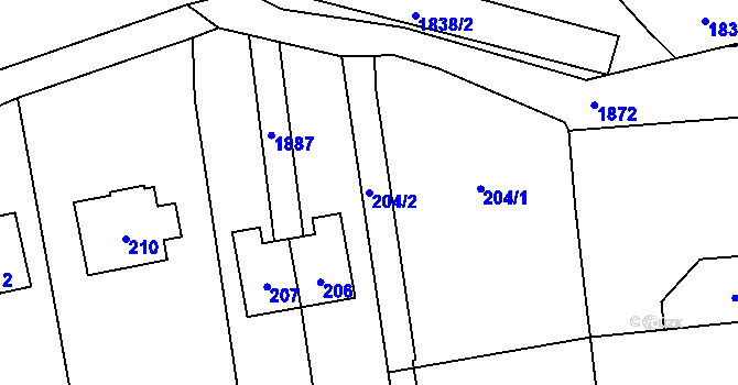 Parcela st. 204/2 v KÚ Sázava, Katastrální mapa