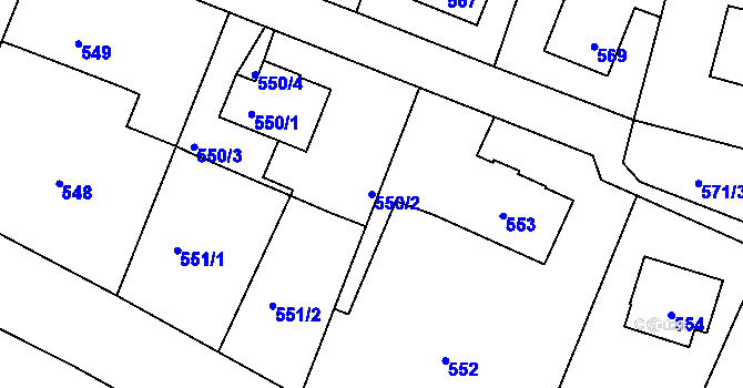 Parcela st. 550/2 v KÚ Sázava, Katastrální mapa
