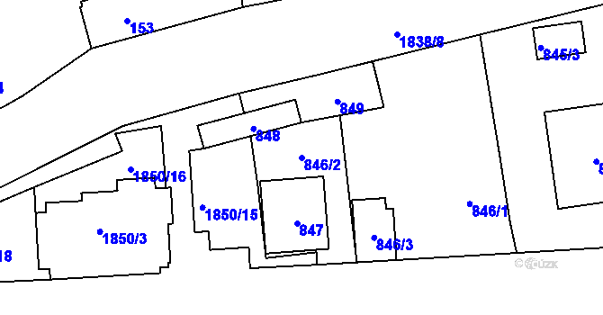 Parcela st. 846/2 v KÚ Sázava, Katastrální mapa