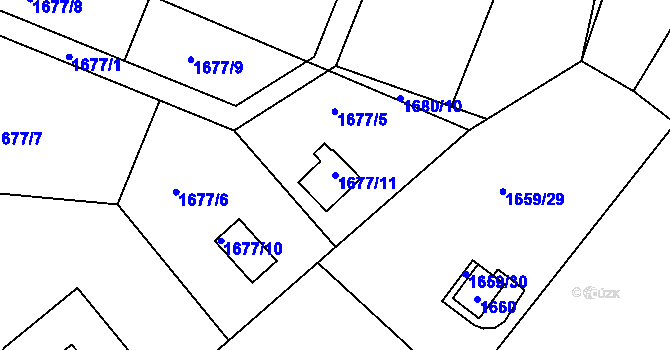 Parcela st. 1677/11 v KÚ Sázava, Katastrální mapa