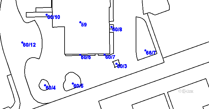 Parcela st. 60/7 v KÚ Sázava, Katastrální mapa