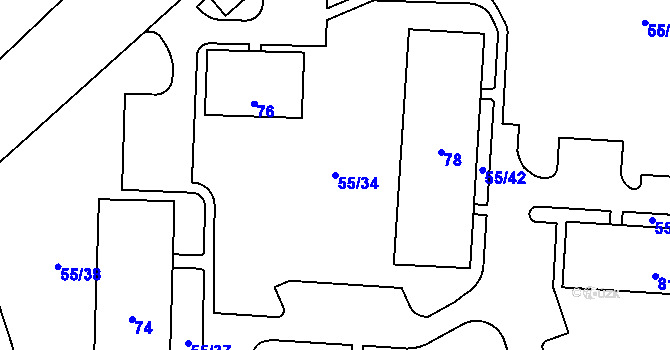 Parcela st. 55/34 v KÚ Sázava, Katastrální mapa