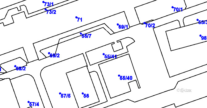 Parcela st. 55/41 v KÚ Sázava, Katastrální mapa