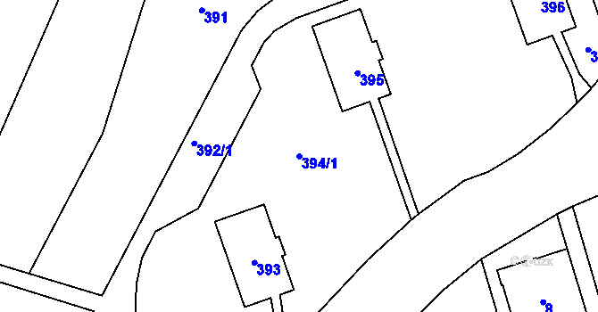 Parcela st. 394/1 v KÚ Sázava, Katastrální mapa