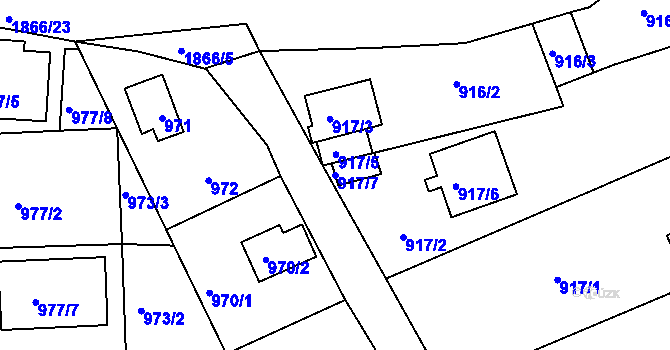Parcela st. 917/7 v KÚ Sázava, Katastrální mapa