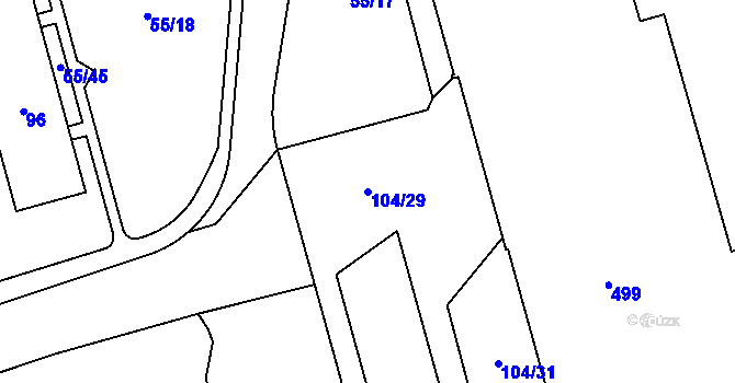 Parcela st. 104/29 v KÚ Sázava, Katastrální mapa