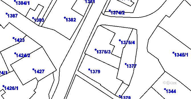 Parcela st. 1376/3 v KÚ Sázava, Katastrální mapa