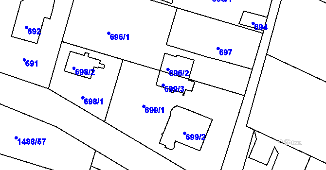 Parcela st. 699/3 v KÚ Sázava, Katastrální mapa