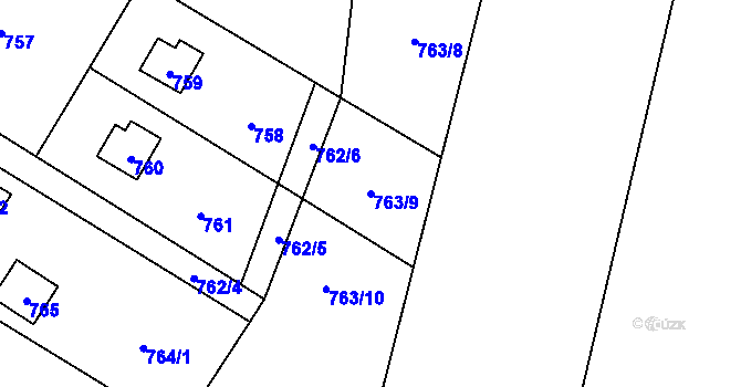 Parcela st. 763/9 v KÚ Sázava, Katastrální mapa