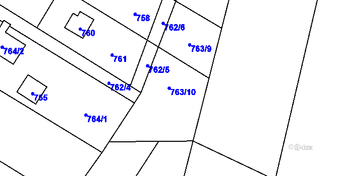 Parcela st. 763/10 v KÚ Sázava, Katastrální mapa