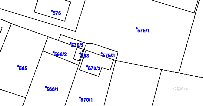 Parcela st. 575/3 v KÚ Sázava, Katastrální mapa