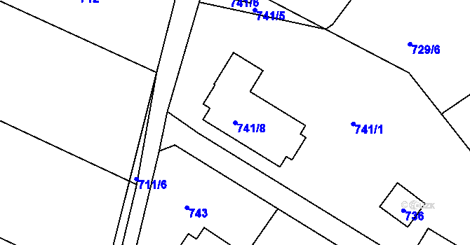 Parcela st. 741/8 v KÚ Sázava, Katastrální mapa