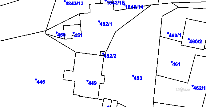 Parcela st. 452/2 v KÚ Sázava, Katastrální mapa