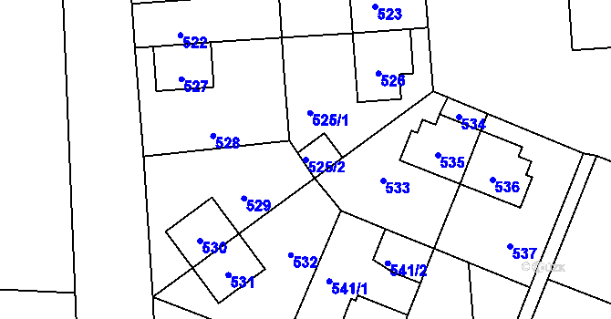 Parcela st. 525/2 v KÚ Sázava, Katastrální mapa