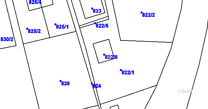 Parcela st. 822/8 v KÚ Sázava, Katastrální mapa