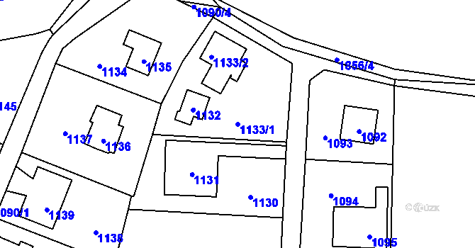 Parcela st. 1133/1 v KÚ Sázava, Katastrální mapa