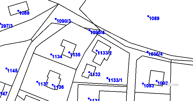 Parcela st. 1133/2 v KÚ Sázava, Katastrální mapa