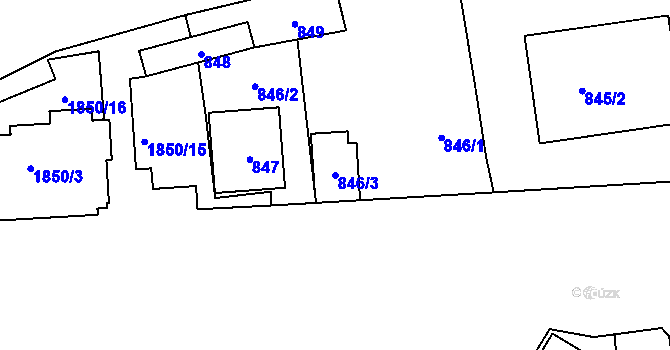 Parcela st. 846/3 v KÚ Sázava, Katastrální mapa