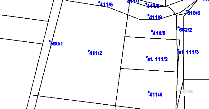 Parcela st. 111/1 v KÚ Sázava pod Křemešníkem, Katastrální mapa