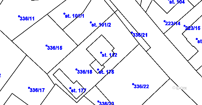 Parcela st. 112 v KÚ Sázava pod Křemešníkem, Katastrální mapa