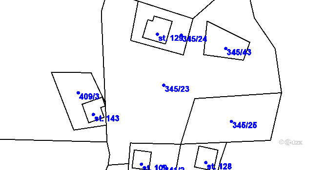 Parcela st. 345/23 v KÚ Sázava pod Křemešníkem, Katastrální mapa
