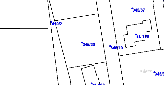 Parcela st. 345/30 v KÚ Sázava pod Křemešníkem, Katastrální mapa