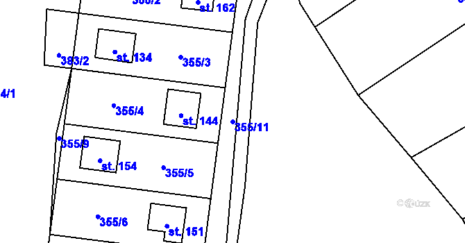 Parcela st. 355/11 v KÚ Sázava pod Křemešníkem, Katastrální mapa