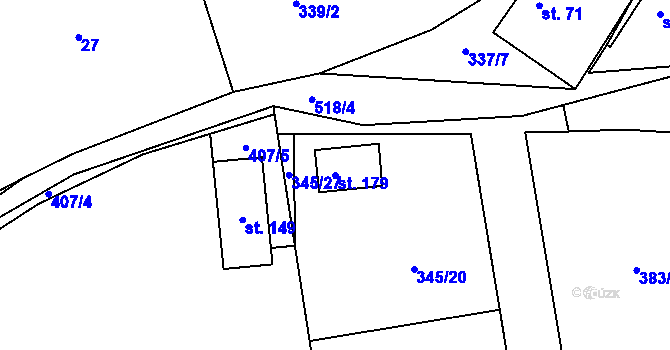 Parcela st. 179 v KÚ Sázava pod Křemešníkem, Katastrální mapa