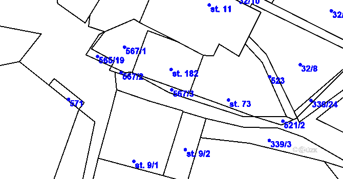 Parcela st. 567/3 v KÚ Sázava pod Křemešníkem, Katastrální mapa