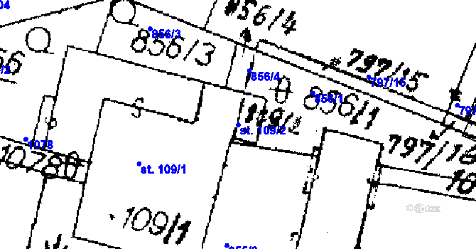 Parcela st. 109/2 v KÚ Sázava u Lanškrouna, Katastrální mapa