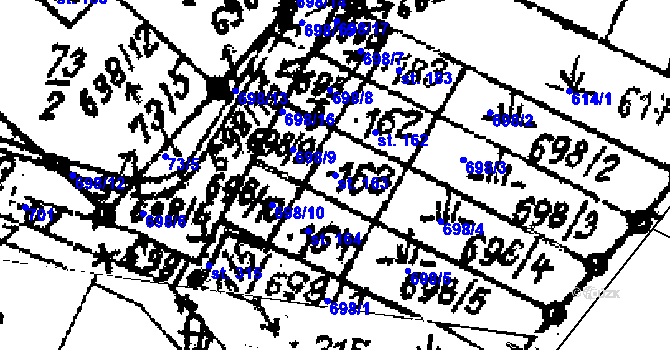 Parcela st. 163 v KÚ Sázava u Lanškrouna, Katastrální mapa