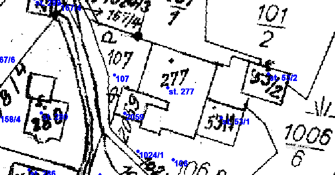 Parcela st. 277 v KÚ Sázava u Lanškrouna, Katastrální mapa
