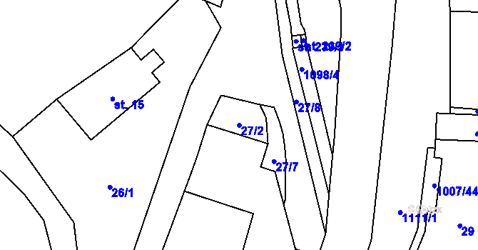 Parcela st. 27/2 v KÚ Sázava u Lanškrouna, Katastrální mapa