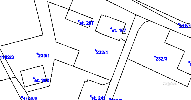 Parcela st. 232/4 v KÚ Sázava u Lanškrouna, Katastrální mapa