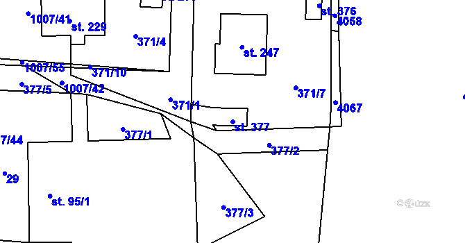 Parcela st. 377 v KÚ Sázava u Lanškrouna, Katastrální mapa