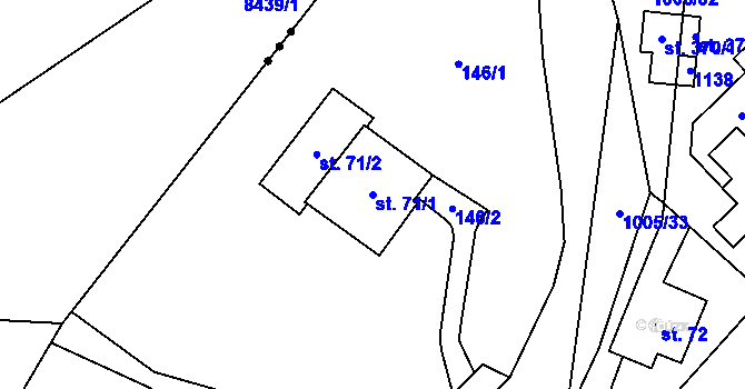 Parcela st. 71/1 v KÚ Sázava u Lanškrouna, Katastrální mapa