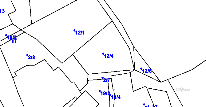 Parcela st. 12/4 v KÚ Rosička, Katastrální mapa