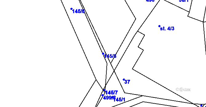 Parcela st. 145/5 v KÚ Rosička, Katastrální mapa