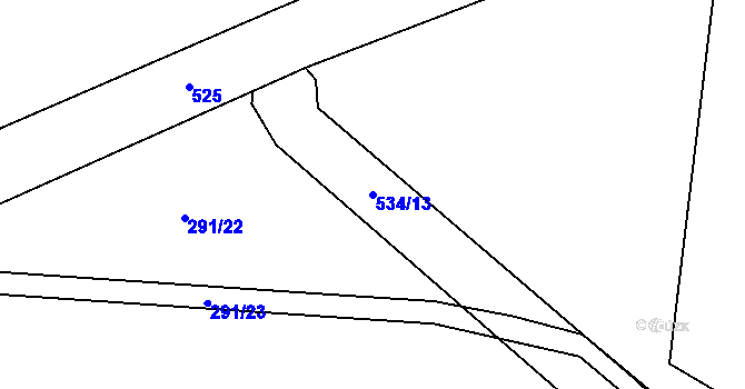 Parcela st. 534/13 v KÚ Rosička, Katastrální mapa