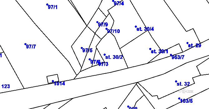 Parcela st. 30/2 v KÚ Sázava u Žďáru nad Sázavou, Katastrální mapa