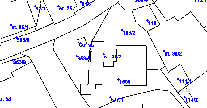 Parcela st. 35/2 v KÚ Sázava u Žďáru nad Sázavou, Katastrální mapa