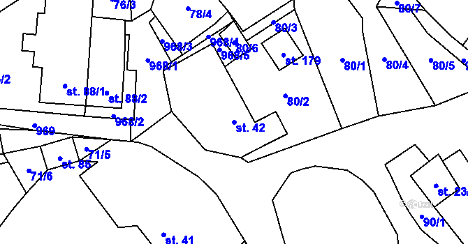 Parcela st. 42 v KÚ Sázava u Žďáru nad Sázavou, Katastrální mapa