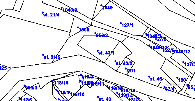 Parcela st. 43/1 v KÚ Sázava u Žďáru nad Sázavou, Katastrální mapa