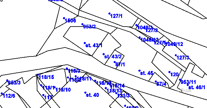 Parcela st. 43/2 v KÚ Sázava u Žďáru nad Sázavou, Katastrální mapa
