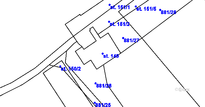 Parcela st. 149 v KÚ Sázava u Žďáru nad Sázavou, Katastrální mapa