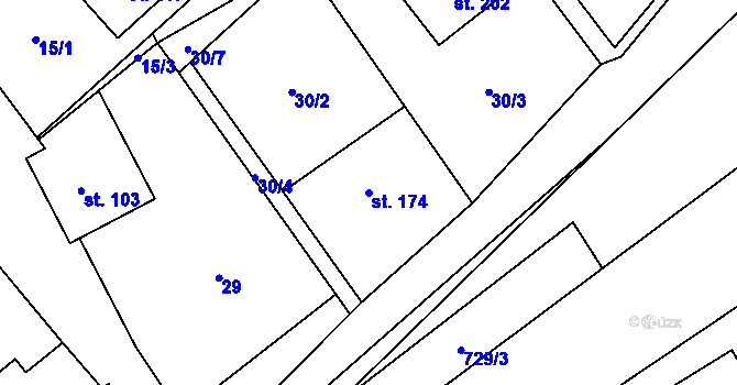 Parcela st. 174 v KÚ Sázava u Žďáru nad Sázavou, Katastrální mapa