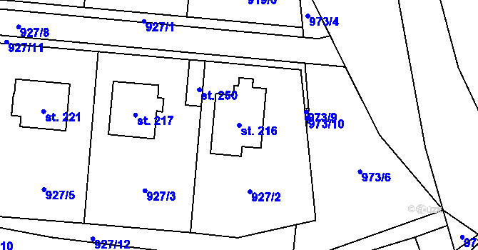 Parcela st. 216 v KÚ Sázava u Žďáru nad Sázavou, Katastrální mapa