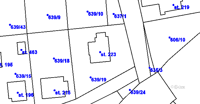 Parcela st. 223 v KÚ Sázava u Žďáru nad Sázavou, Katastrální mapa