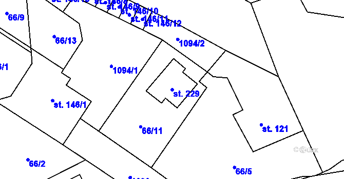 Parcela st. 229 v KÚ Sázava u Žďáru nad Sázavou, Katastrální mapa